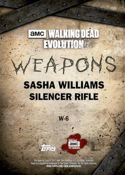 2017 Topps The Walking Dead: Evolution - Weapons #W-6 Sasha's Silencer Rifle Back