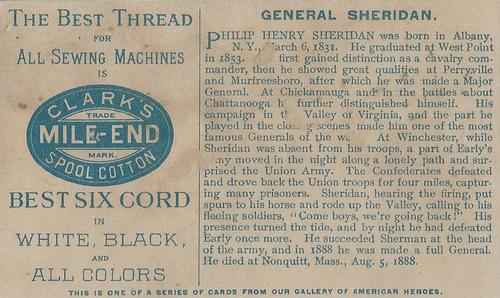 1894 Clark's Thread Gallery of American Heroes (H570) #NNO Phillip Sheridan Back