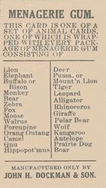 1910 Dockman & Son Menagerie Gum (E26) #NNO Bear Back