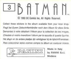 1993 Panini Batman Stickers #3 Sticker 3 Back