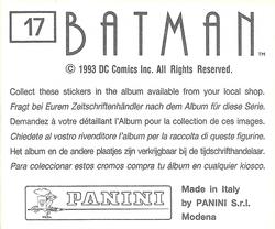 1993 Panini Batman Stickers #17 Sticker 17 Back
