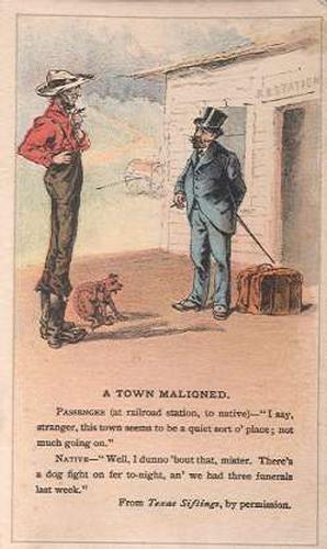 1888-89 Arbuckle's Coffee Illustrated Jokes (Satire) (K7) #5 A Town Maligned Front
