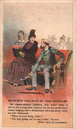 1888-89 Arbuckle's Coffee Illustrated Jokes (Satire) (K7) #28 Between the Acts of the Apostles Front