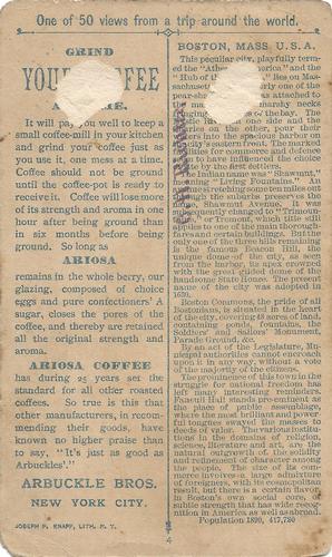1891 Arbuckle's Coffee Views From a Trip Around the World (K8) #4 Boston Back