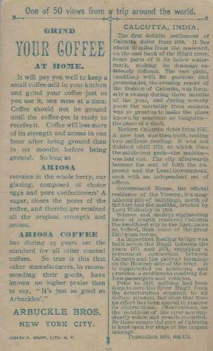 1891 Arbuckle's Coffee Views From a Trip Around the World (K8) #20 Calcutta, India Back
