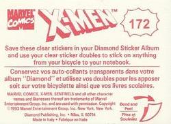 1993 Diamond X-Men Animated Series Stickers - Clear Animation #172 Rogue Back
