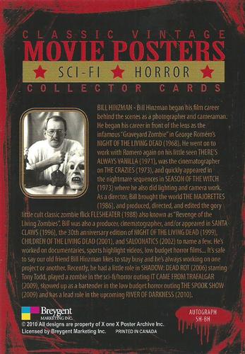 2010 Breygent Classic Vintage Movie Posters: Science Fiction and Horror Series 2  - Autographs #SH-BH Bill Hinzman Back