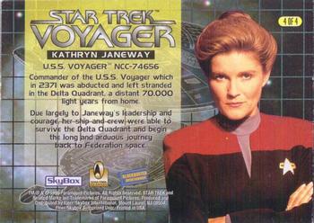 1996 Skybox Blockbuster Star Trek Captains 4-Pack #4 Kathryn Janeway Back