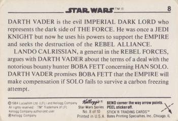 1984 Kellogg's Star Wars - Blue Border #8 Darth Vader Back