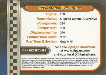 2002-04 Radio Shack ZipZaps Micro RC #NNO 1995 Honda Civic Coupe - Black Back