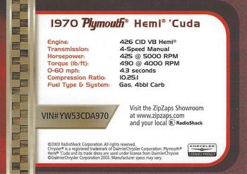 2002-04 Radio Shack ZipZaps Micro RC #NNO 1970 Plymouth Hemi Cuda Back
