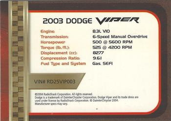 2002-04 Radio Shack ZipZaps Micro RC #NNO 2003 Dodge Viper - Red Back