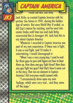 1998 SkyBox Marvel: The Silver Age - Tribute to Jack Kirby #JK3 Captain America Back