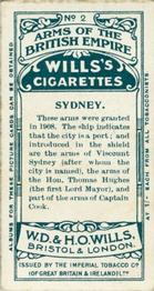 1900 Wills's Arms of the British Empire (C42) #2 Sydney Back