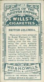 1900 Wills's Arms of the British Empire (C42) #18 British Columbia Back