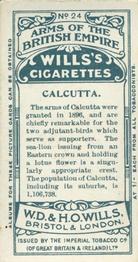 1900 Wills's Arms of the British Empire (C42) #24 Calcutta Back