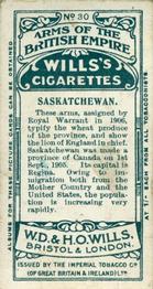 1900 Wills's Arms of the British Empire (C42) #30 Saskatchewan Back