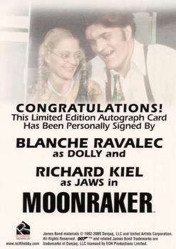 2011 Rittenhouse James Bond Mission Logs - Full Bleed Autographs #NNO Blanche Ravalec / Richard Kiel Back