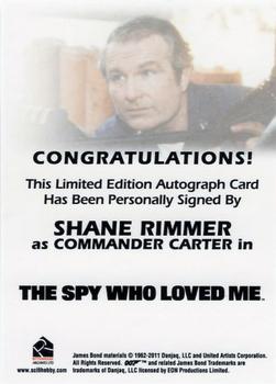 2011 Rittenhouse James Bond Mission Logs - Full Bleed Autographs #NNO Shane Rimmer Back