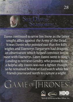 2018 Rittenhouse Game of Thrones Season 7 #28 Ser Davos Seaworth Back
