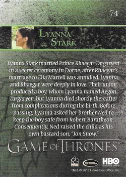 2018 Rittenhouse Game of Thrones Season 7 #74 Lyanna Stark Back