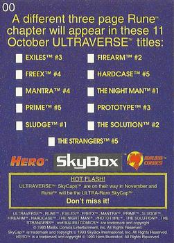 1993 SkyBox Rune Comic Promo #00 Rune Back
