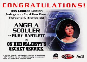 2002 Rittenhouse James Bond 40th Anniversary - Autographs #A20 Angela Scoular Back