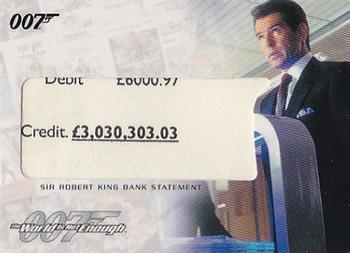 2007 Rittenhouse The Complete James Bond 007 - Costume Relics #RC7 Sir Robert King Bank Statement Front