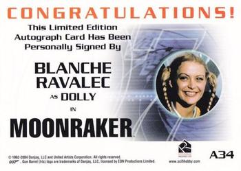 2004 Rittenhouse The Quotable James Bond - 40th Anniversary-Style Autograph Expansion #A34 Blanche Ravalec as Dolly Back