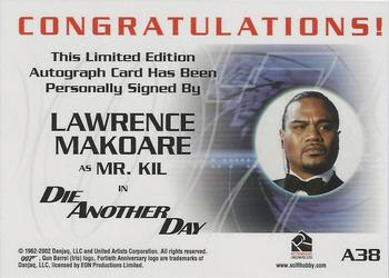 2004 Rittenhouse The Quotable James Bond - 40th Anniversary-Style Autograph Expansion #A38 Lawrence Makoare as Mr. Kil Back