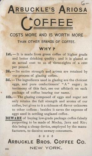 1890 Arbuckle's Coffee General Subjects (K9) #88 Two Girls in Doorway Back