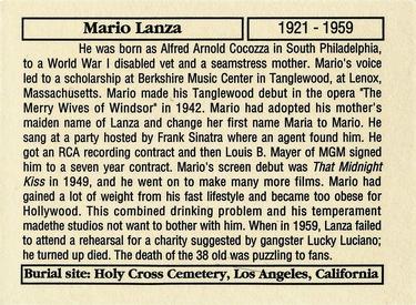 1993 Mother Productions The Hollywood Dead #NNO Mario Lanza Back