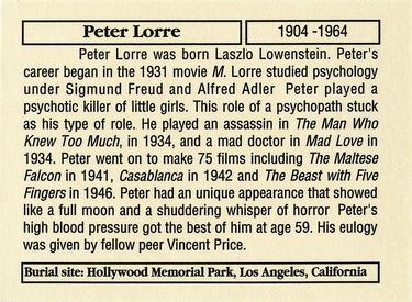 1993 Mother Productions The Hollywood Dead #NNO Peter Lorre Back