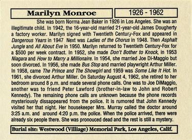 1993 Mother Productions The Hollywood Dead #NNO Marilyn Monroe Back