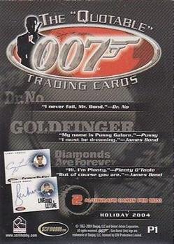 2004 Rittenhouse The Quotable James Bond - Promos #P1 Goldfinger: James Bond / Auric Goldfinger Back