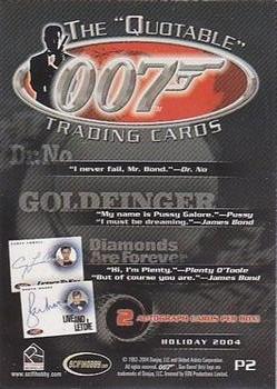 2004 Rittenhouse The Quotable James Bond - Promos #P2 GoldenEye: Xenia Onatopp / James Bond Back
