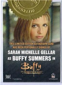 2015 Rittenhouse Buffy the Vampire Slayer - Autographs #NNO Sarah Michelle Gellar as Buffy Summers Back