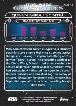 2018 Topps Star Wars: Galactic Files #ACW-41 Queen Miraj Scintel Back