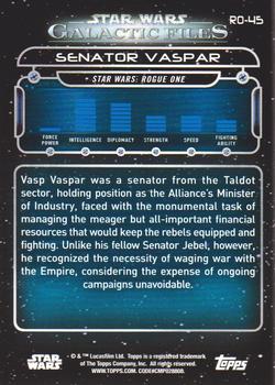 2018 Topps Star Wars: Galactic Files #RO-45 Senator Vaspar Back
