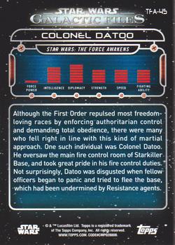2018 Topps Star Wars: Galactic Files #TFA-45 Colonel Datoo Back