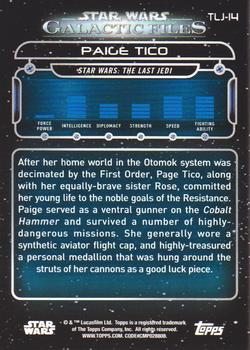 2018 Topps Star Wars: Galactic Files #TLJ-14 Paige Tico Back