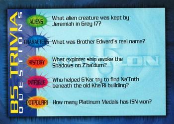 1996 SkyBox Babylon 5 - Trivia #T-9 Trivia Card9 Front
