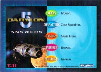 1996 SkyBox Babylon 5 - Trivia #T-11 Trivia Card 11 Back