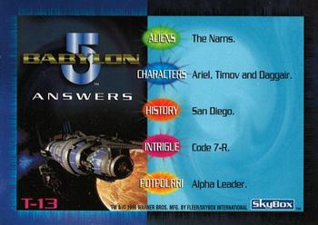 1996 SkyBox Babylon 5 - Trivia #T-13 Trivia Card 13 Back