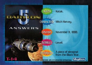 1996 SkyBox Babylon 5 - Trivia #T-14 Trivia Card 14 Back