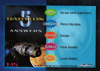 1996 SkyBox Babylon 5 - Trivia #T-15 Trivia Card 15 Back