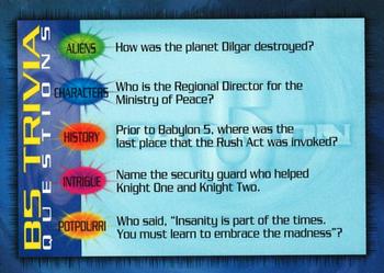 1996 SkyBox Babylon 5 - Trivia #T-15 Trivia Card 15 Front