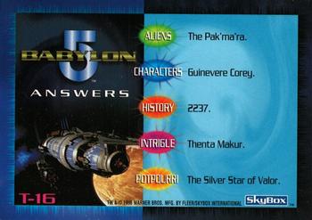 1996 SkyBox Babylon 5 - Trivia #T-16 Trivia Card 16 Back