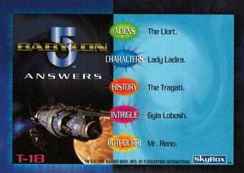 1996 SkyBox Babylon 5 - Trivia #T-18 Trivia Card 18 Back
