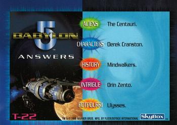 1996 SkyBox Babylon 5 - Trivia #T-22 Trivia Card 22 Back